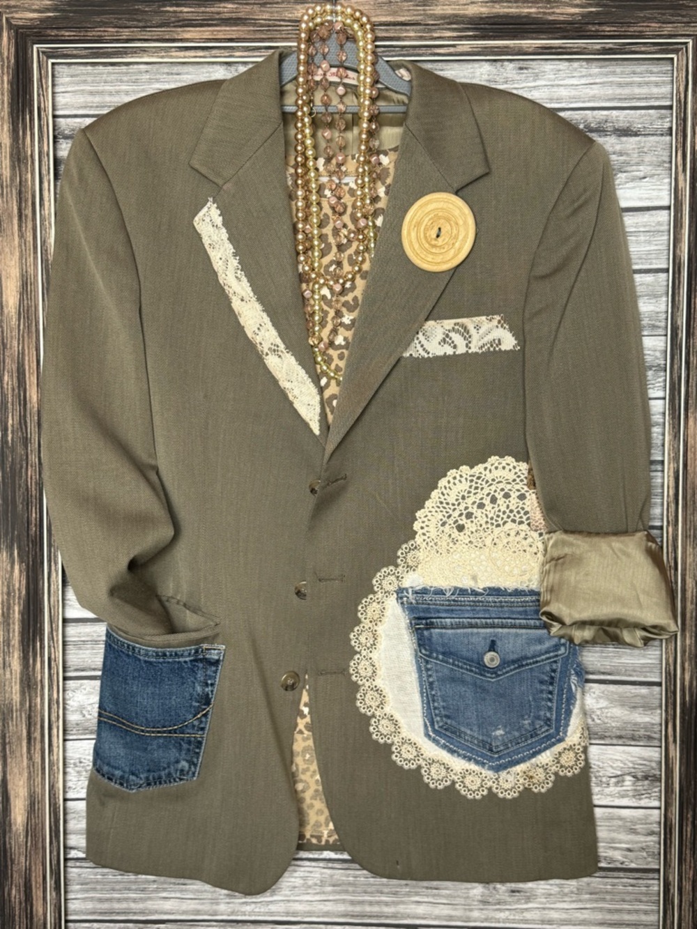 Y2K Vintage Mens Blazer Coat Repurposed Reworked Recycled Gypsy Boho Hippie